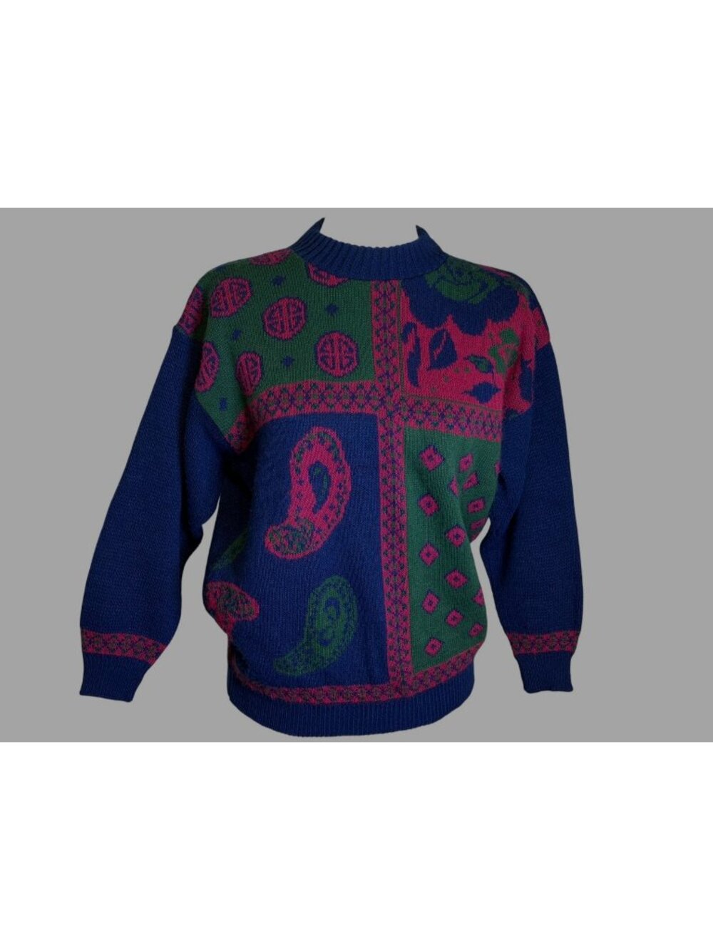 Vintage 90's Cabin Creek Sweater Paisley & Diamond Women's Size Petite Large